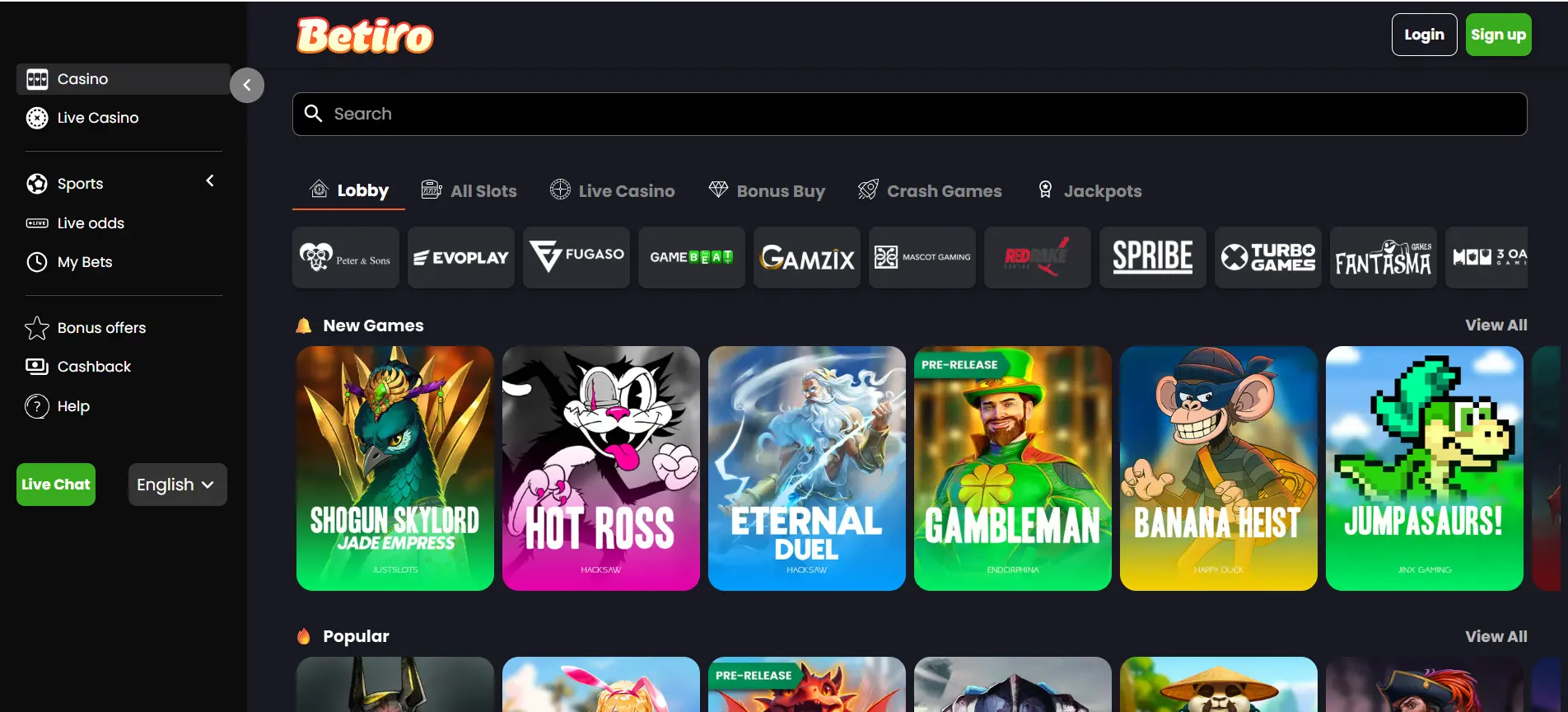 Nouvelles machines à sous du casino Betiro